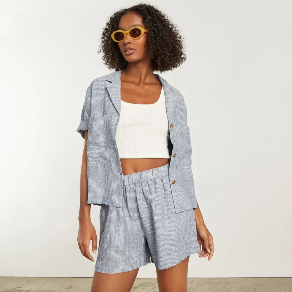The Linen Workwear Shirt | Blue Pinstripe (3)