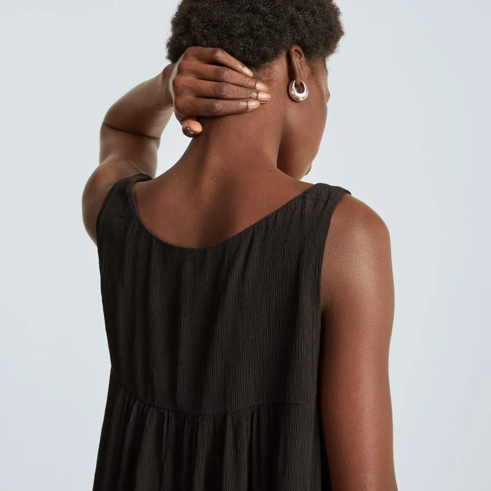 The Naia™ Ripple Tank Dress | Black (3)
