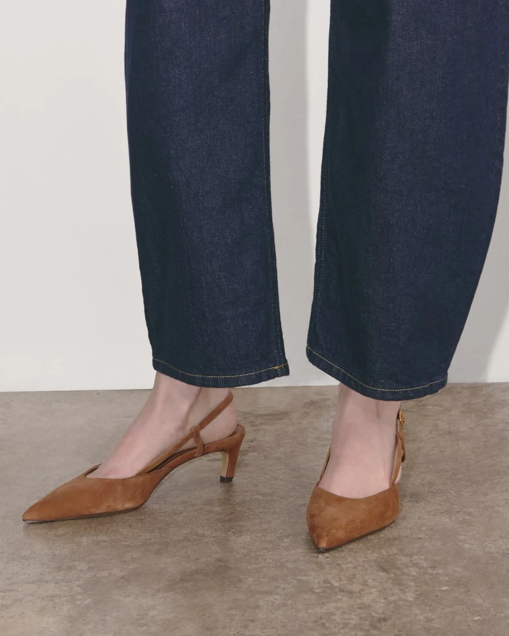 The Studio Slingback Heel | Saddle Brown Suede (6)