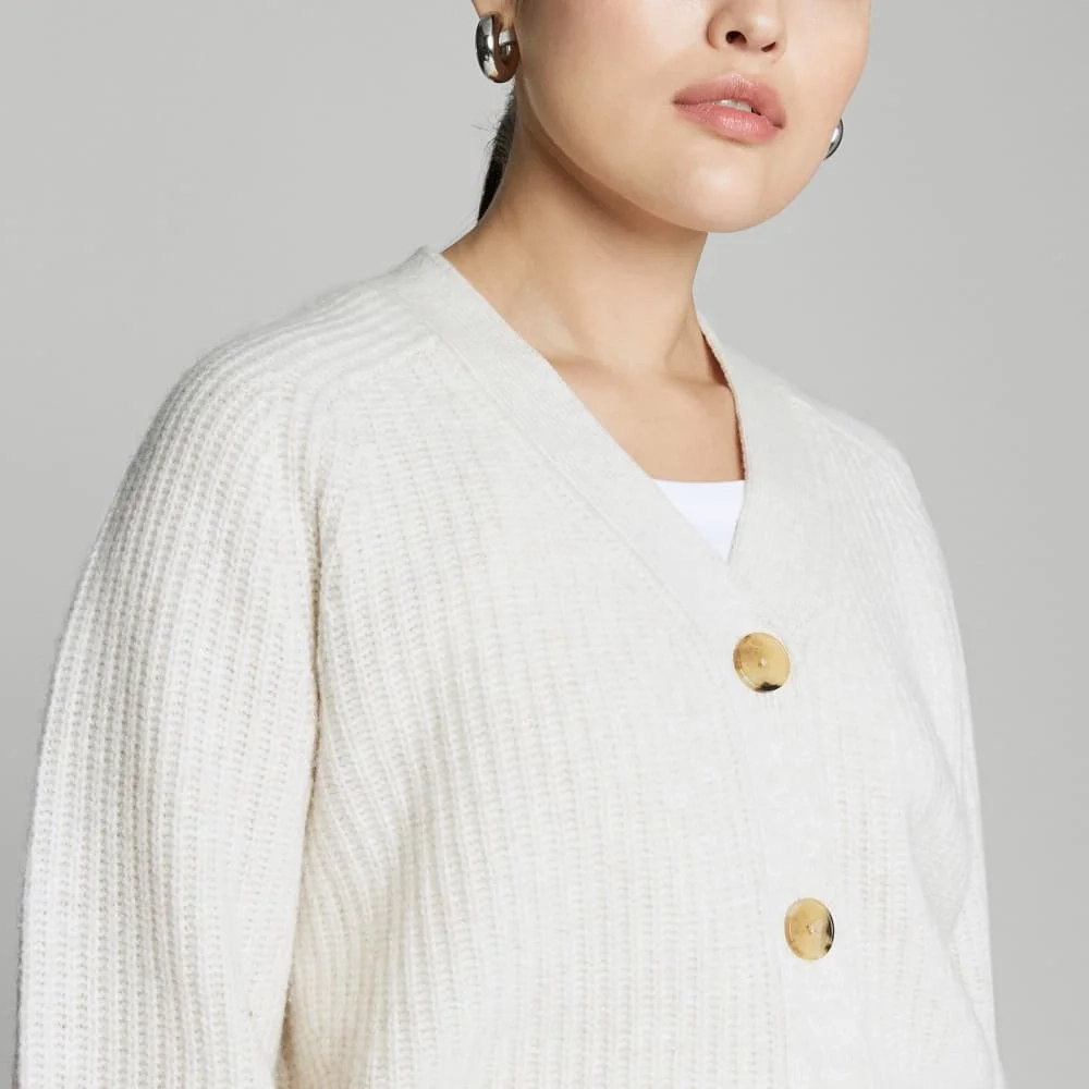 The Felted Merino Cardigan | Heathered Oat (6)