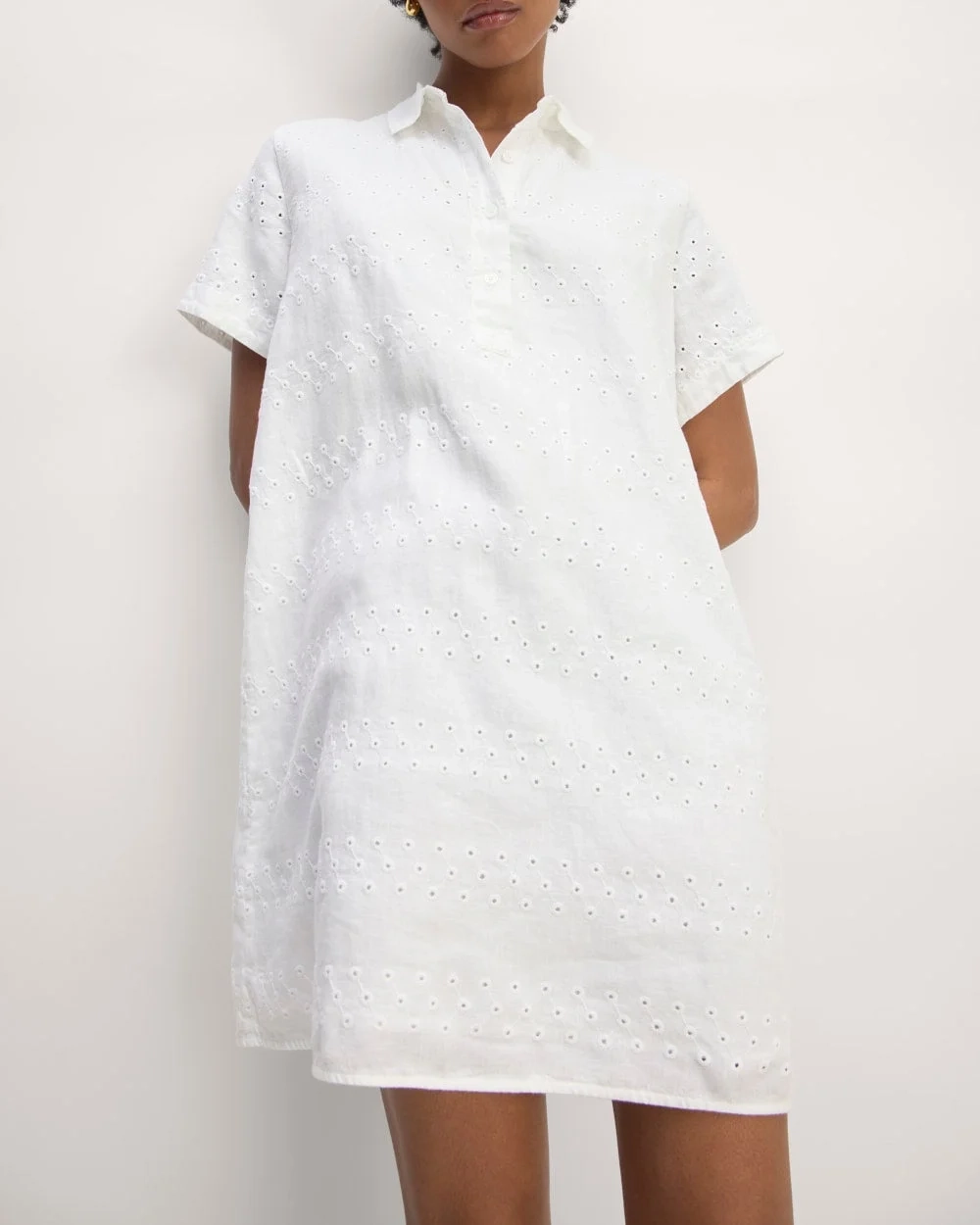 The Linen Eyelet Shirtdress | White Eyelet (3)