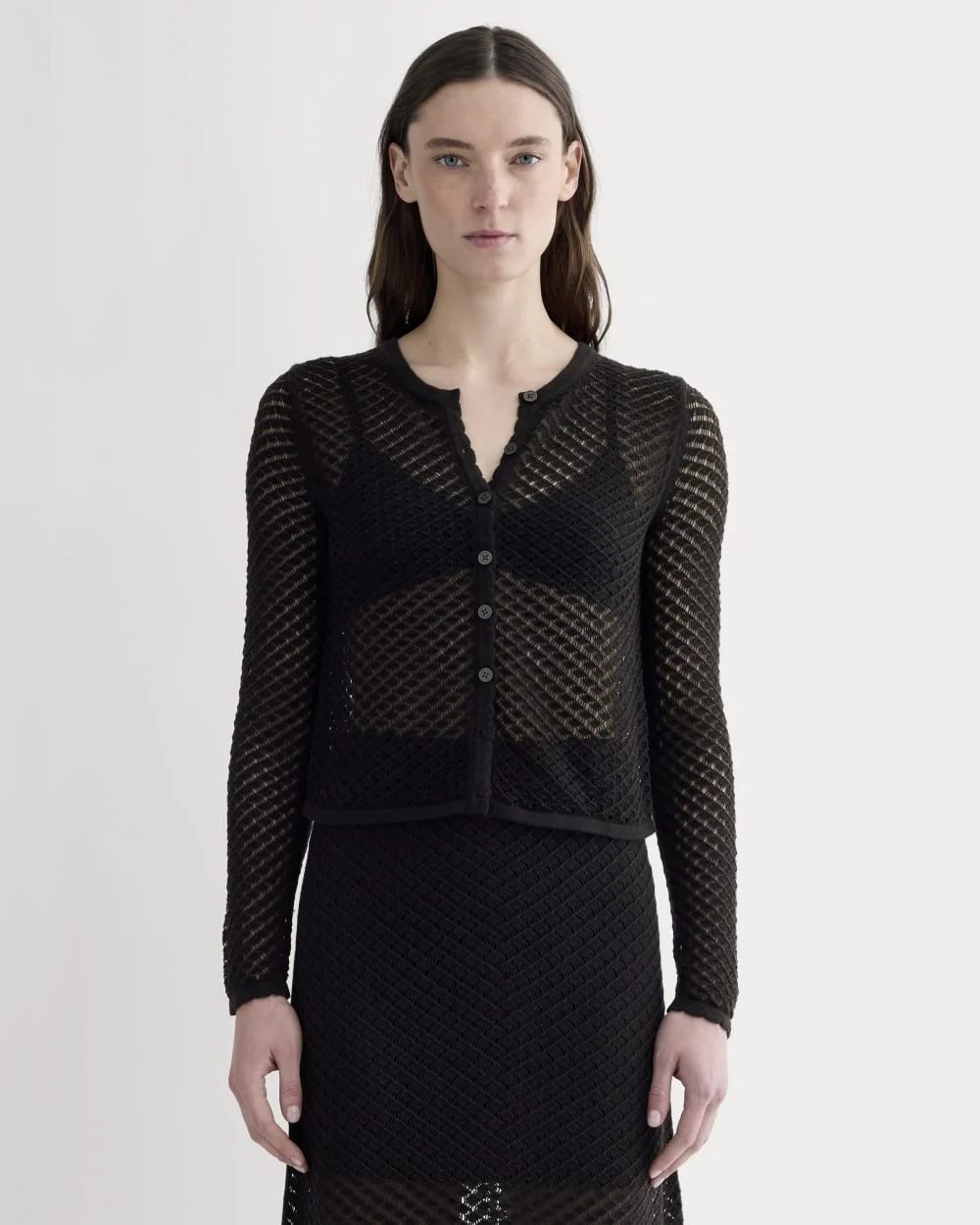 The Lace Knit Cardigan | Black
