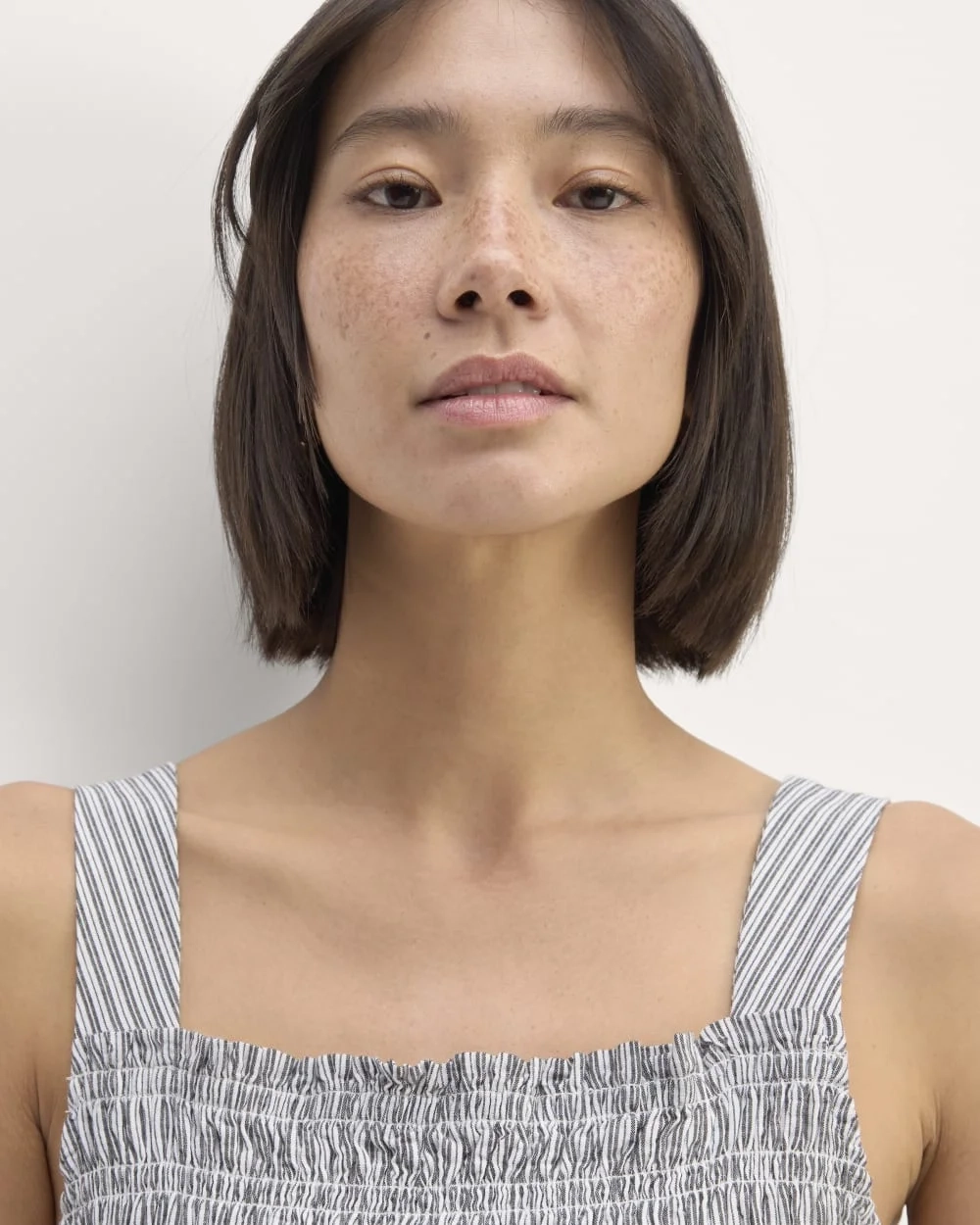 The Gauze Smock Dress | White / Black (4)