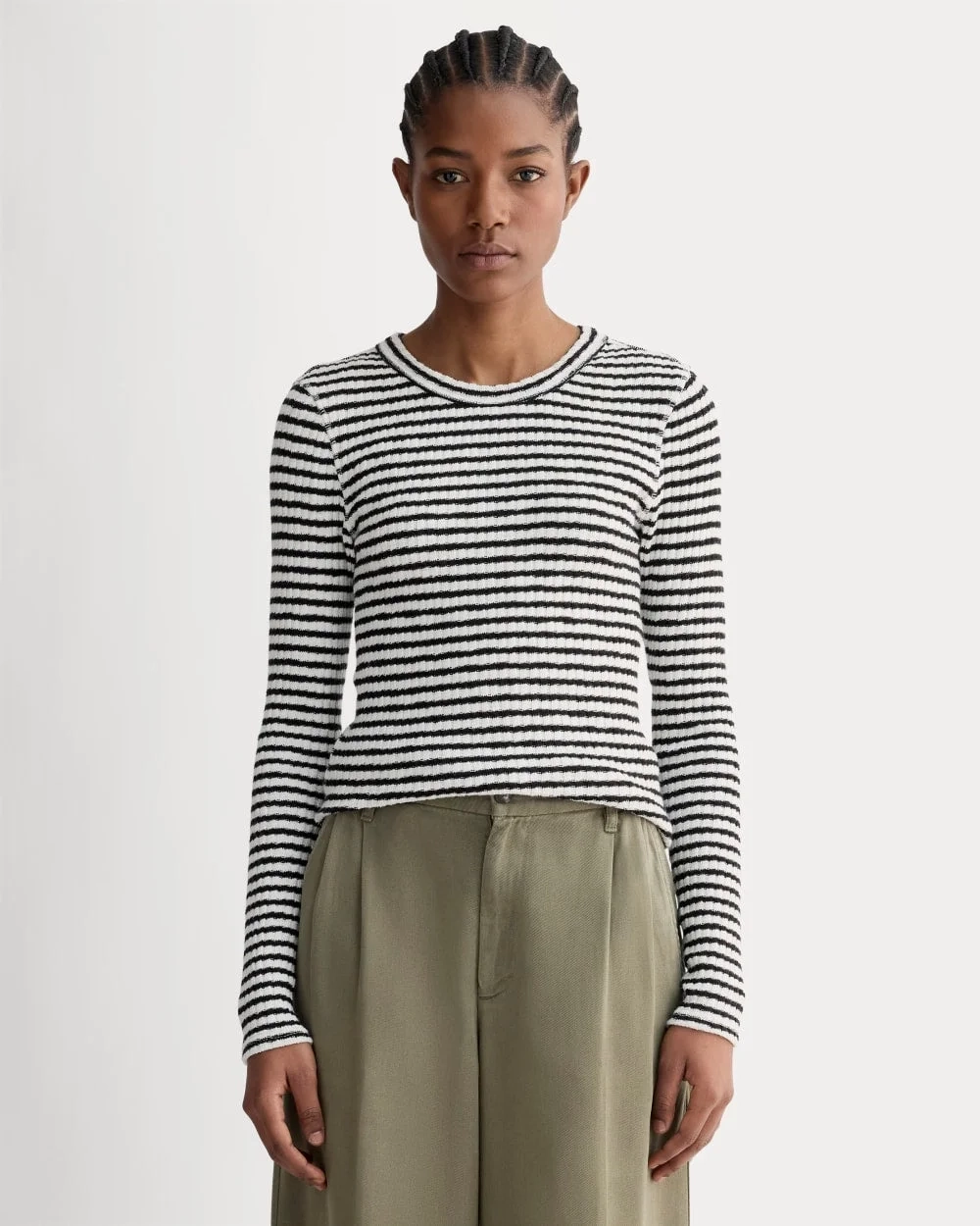 The Cozy Rib Long-Sleeve Tee | Bone / Black