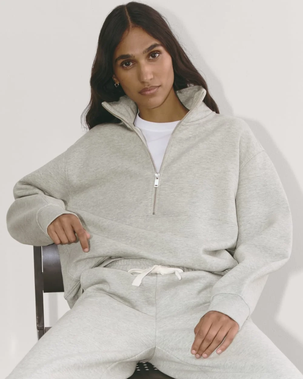 Luxe Fleece Half-Zip Sweatshirt | Heathered Grey (4)