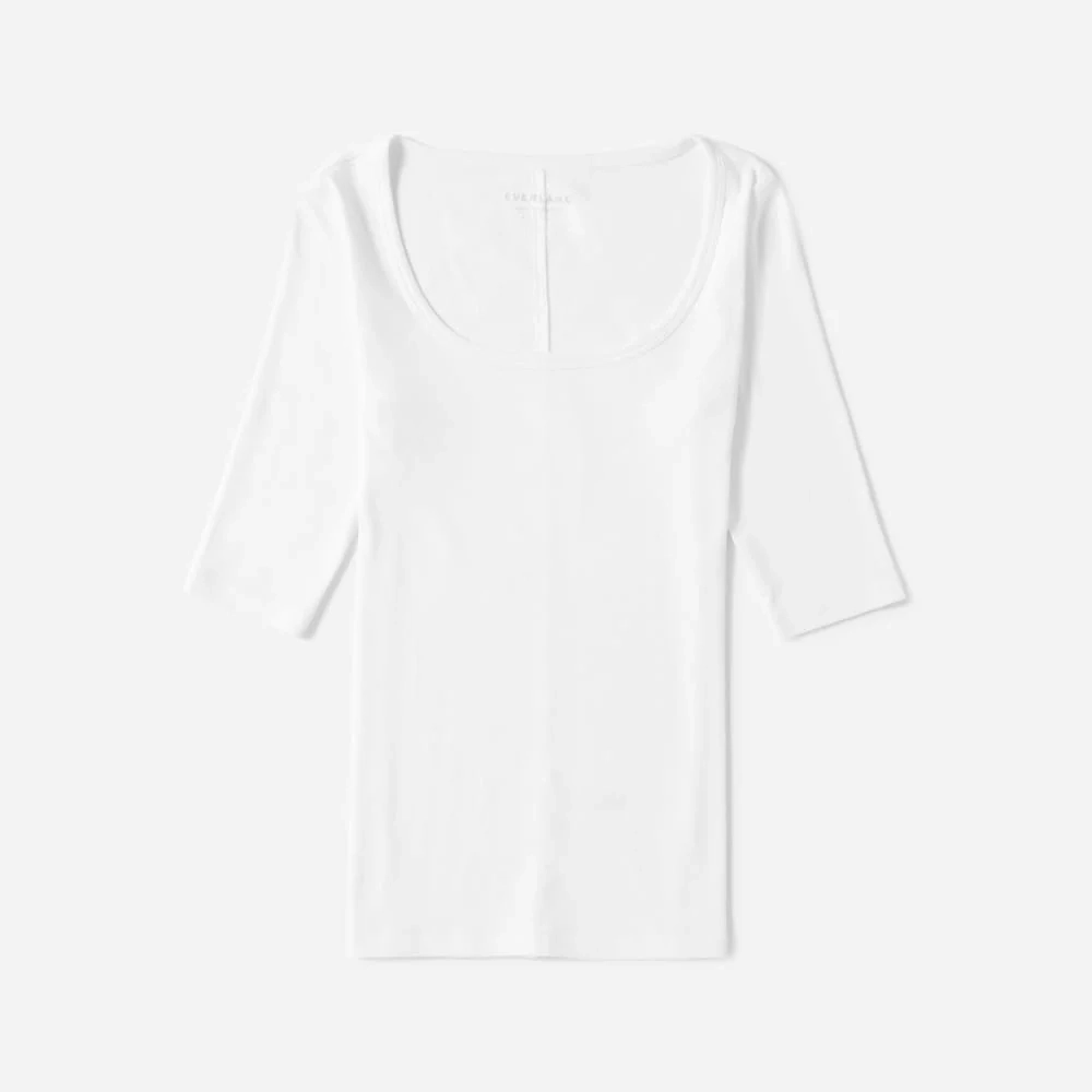 The Luxe Micro-Rib Scoop-Neck Tee | White (3)