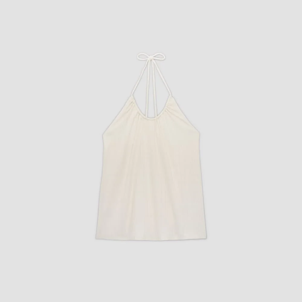 The Rib Soft Knit Halter Top | Bone (3)