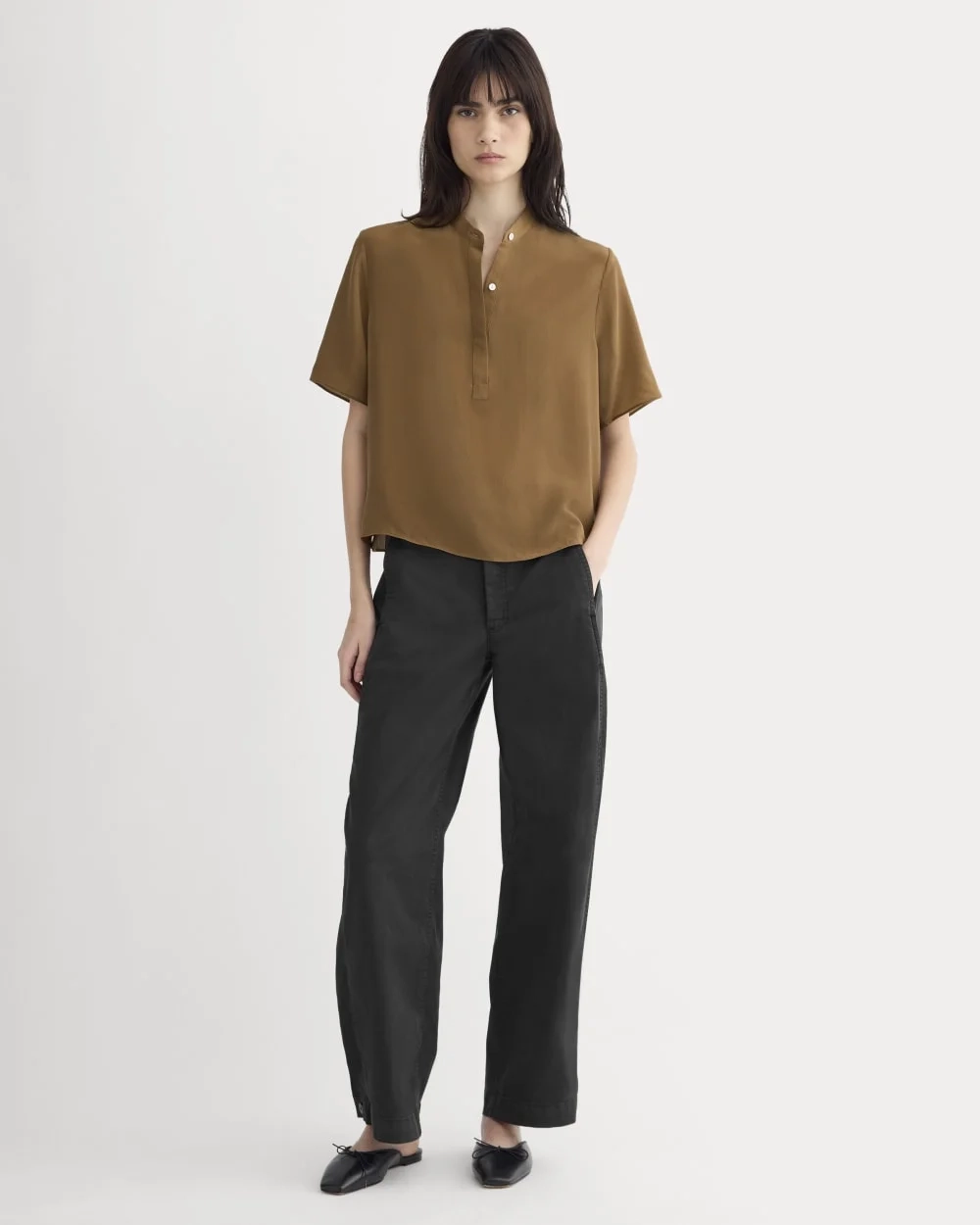 The Popover Top in Washable Silk | Toffee (2)