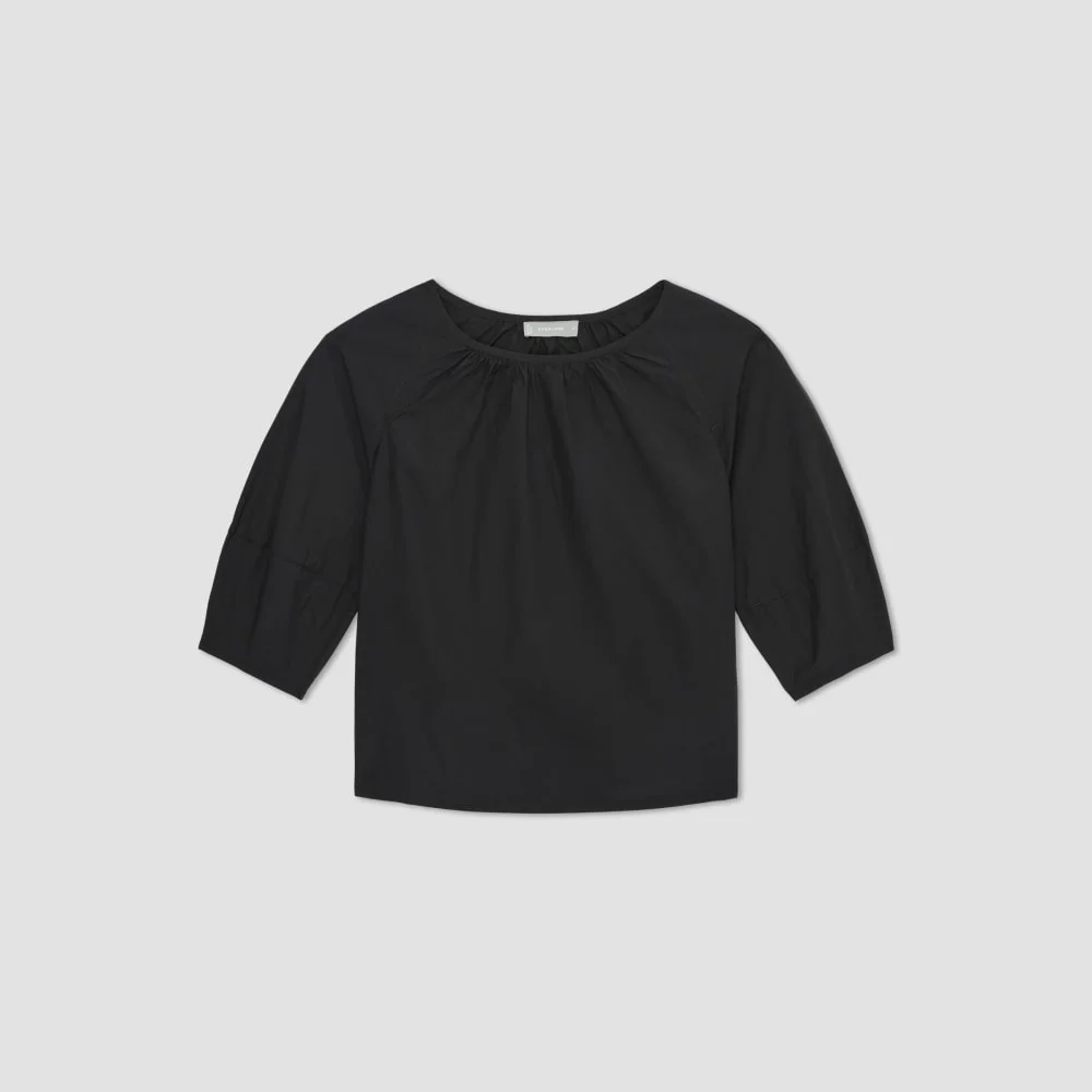 The Poplin Scoop-Neck Top | Black (5)