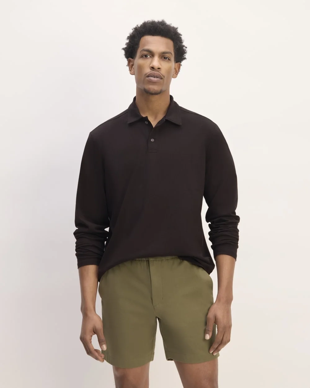 The Premium Weight Long-Sleeve Polo | Black