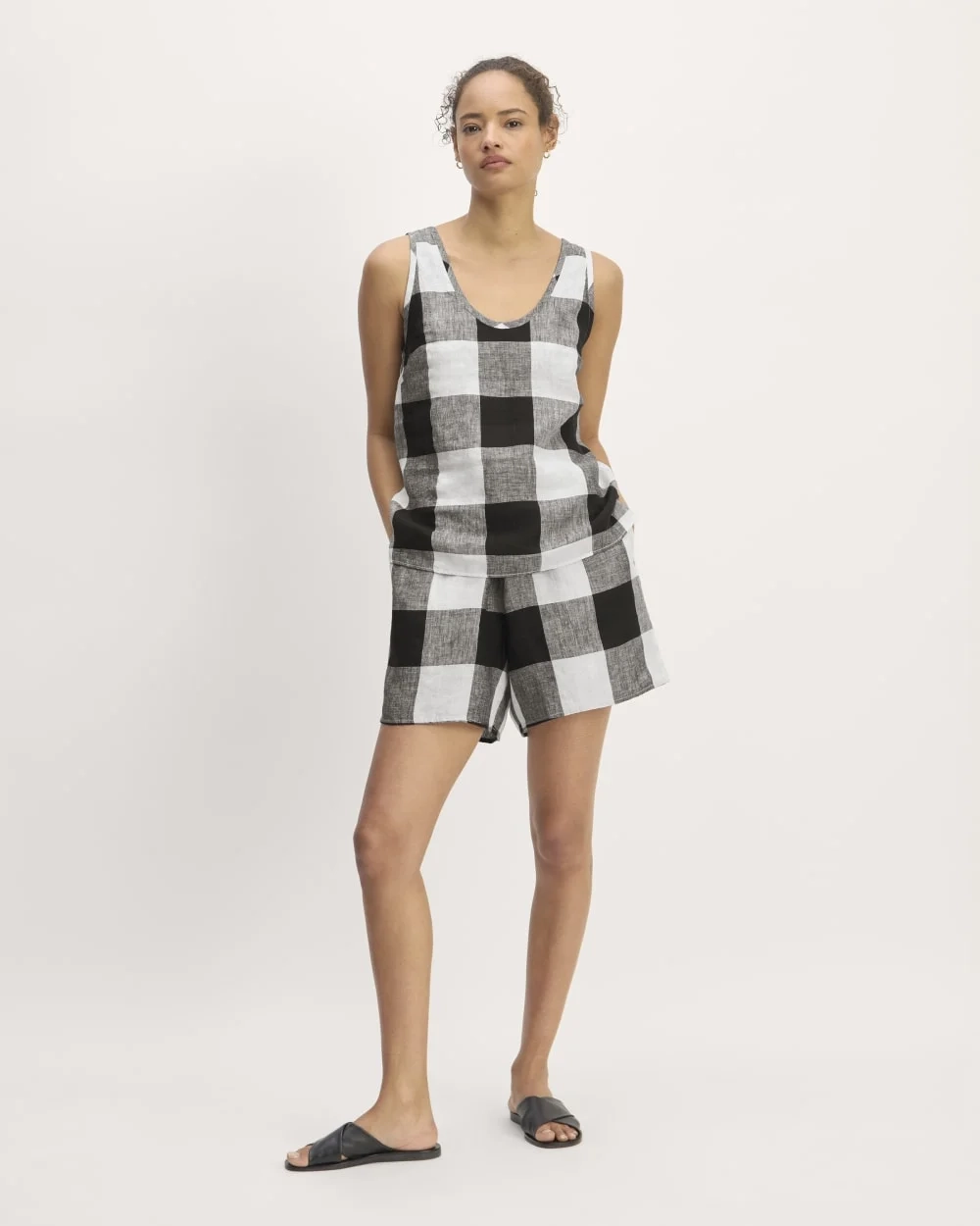 The Scoop Tank in Linen | Bone / Black Check (3)