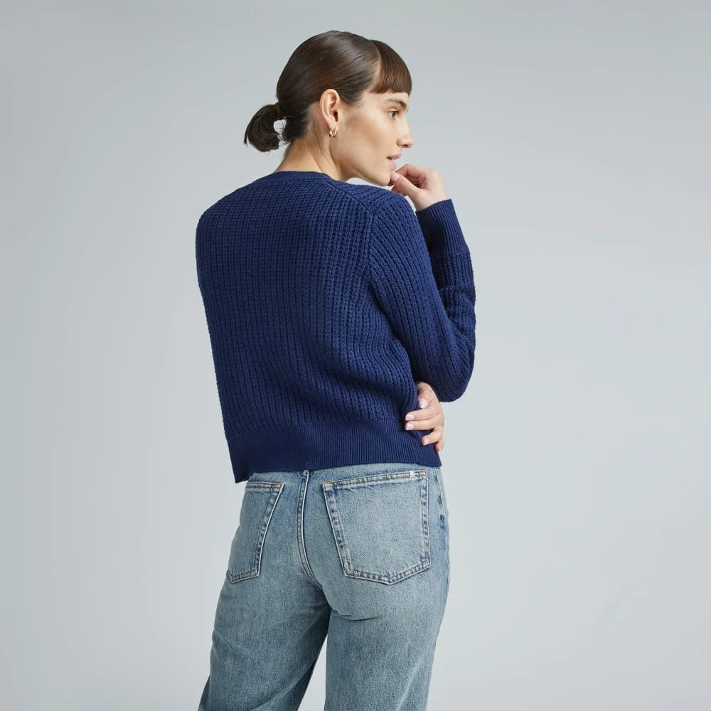 The Cropped Cotton-Merino Bomber | Bright Navy (3)