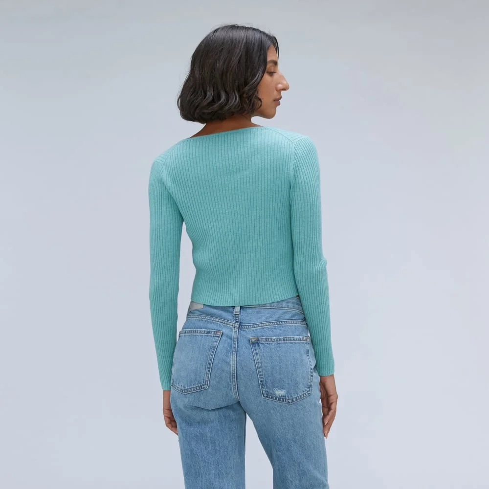 The Cotton-Merino Front-Tie Top | Deep Turquoise (4)