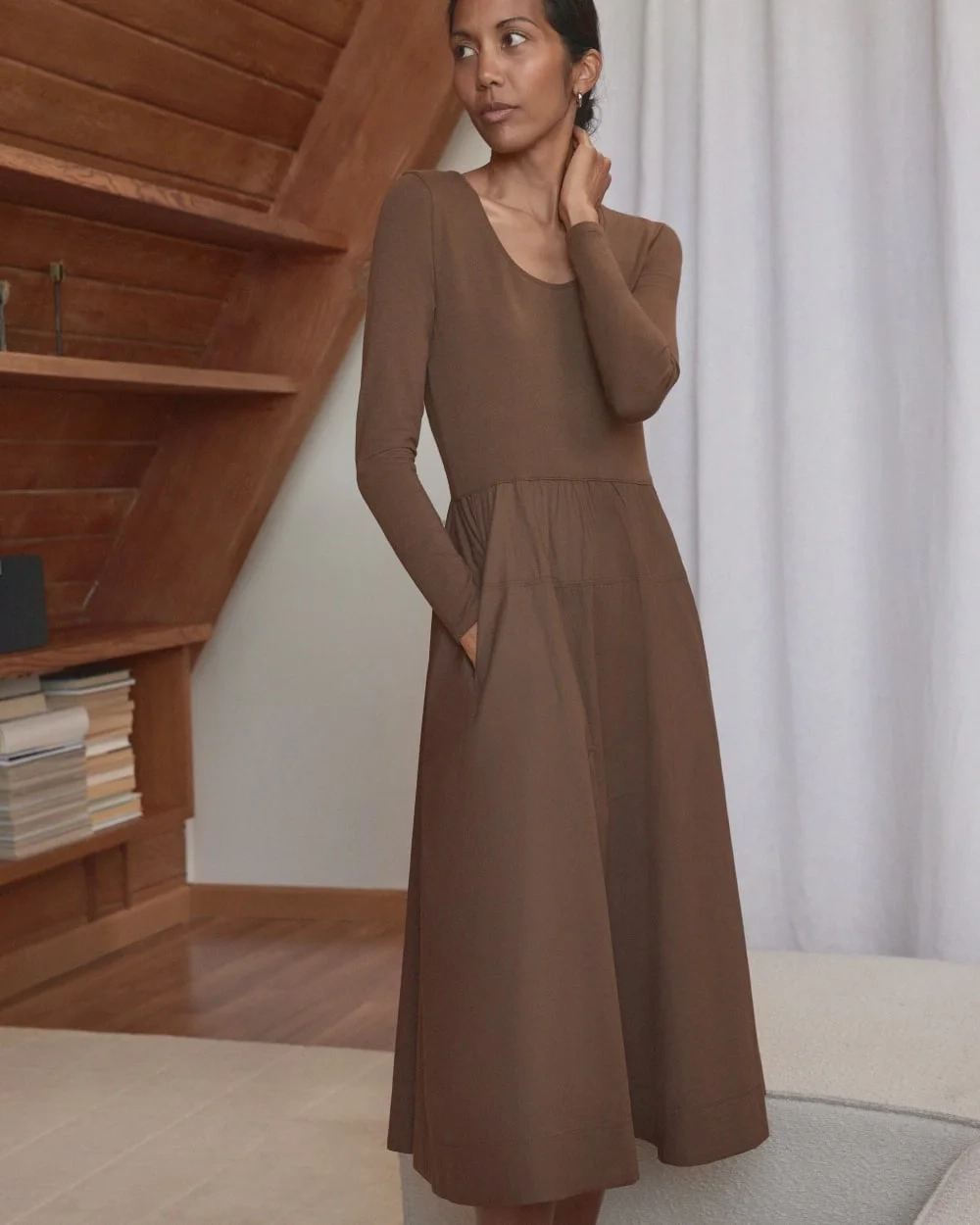 The Long-Sleeve Riviera Dress | Cocoa (2)