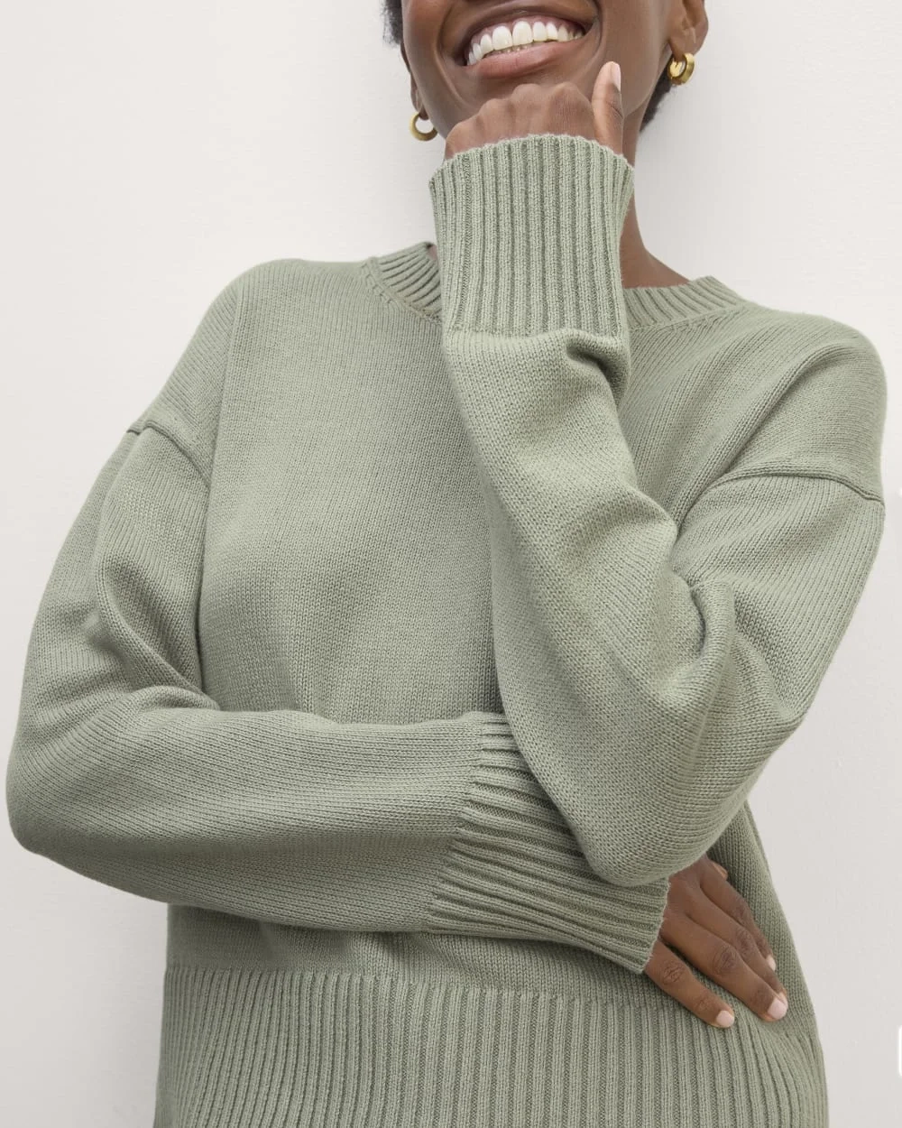 The Boxy Sweater in Everyday Cotton | Sage Green (5)