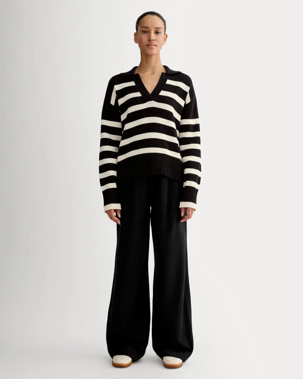 The Boxy Polo in Everyday Cotton | Black / Canvas (3)