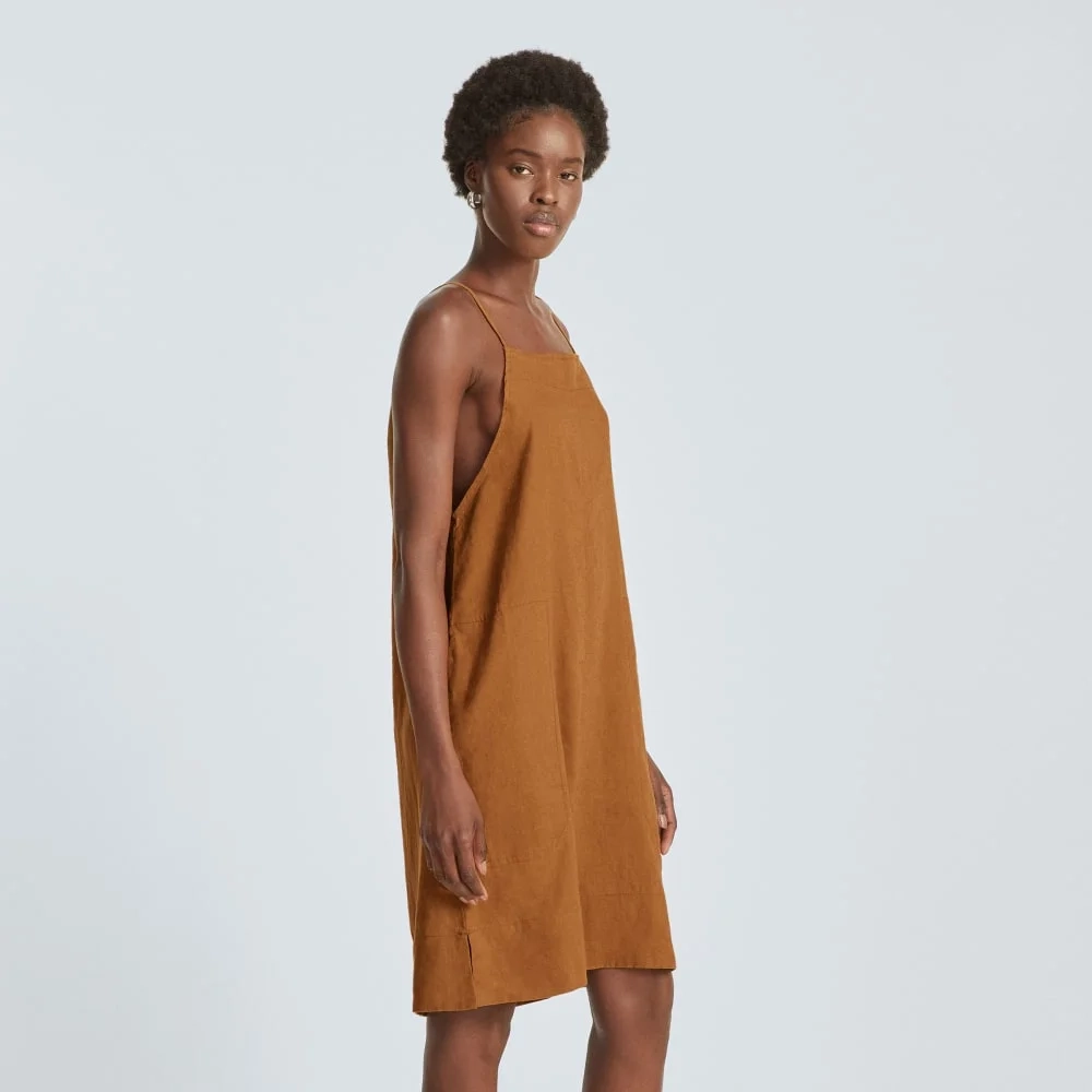 The Linen Apron Dress | Tawny Brown (3)