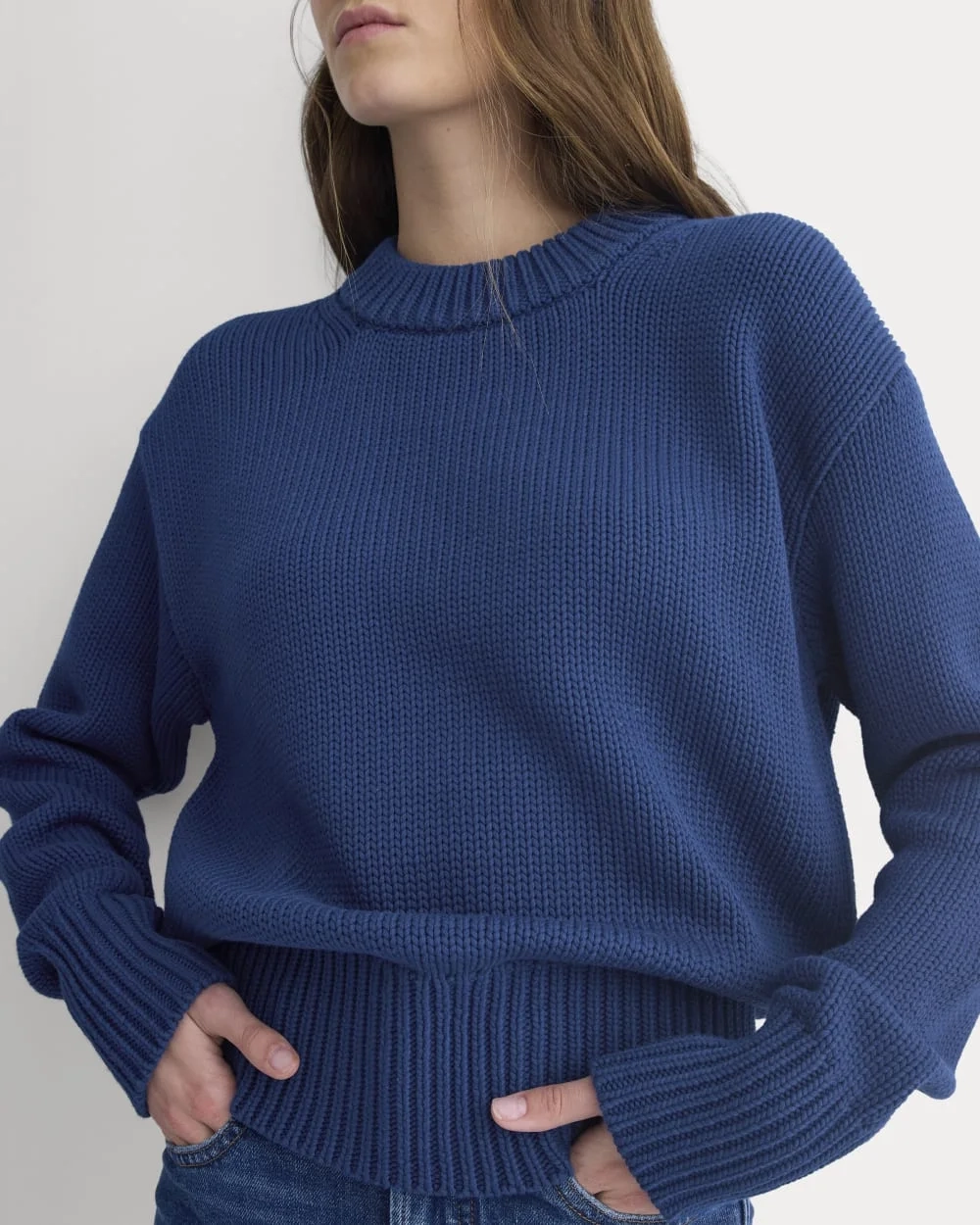 Oversized Cocoon Crew in Elevated Cotton | Estate Blue (4)