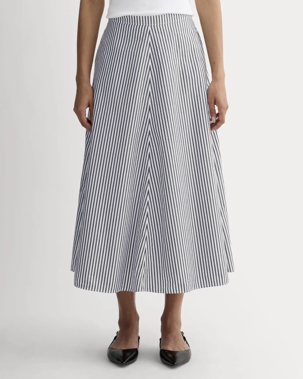 The Midi Skirt in Ultrasoft Cotton | Optic White / Black (4)