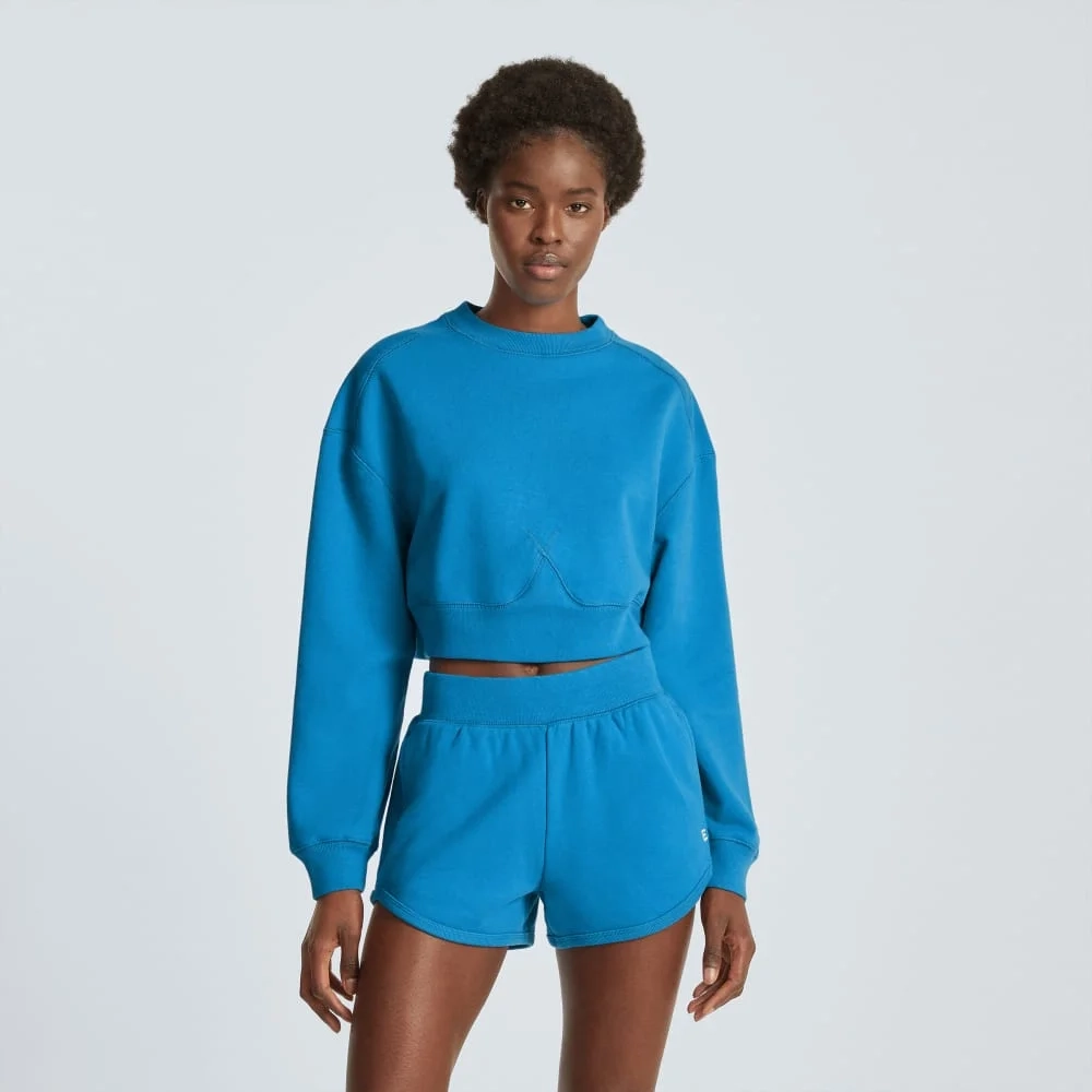 The Organic Cotton Cropped Crew | Horizon Blue (2)
