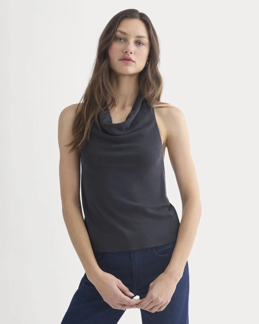 Halter Cowlneck Top in Butterknit | Black