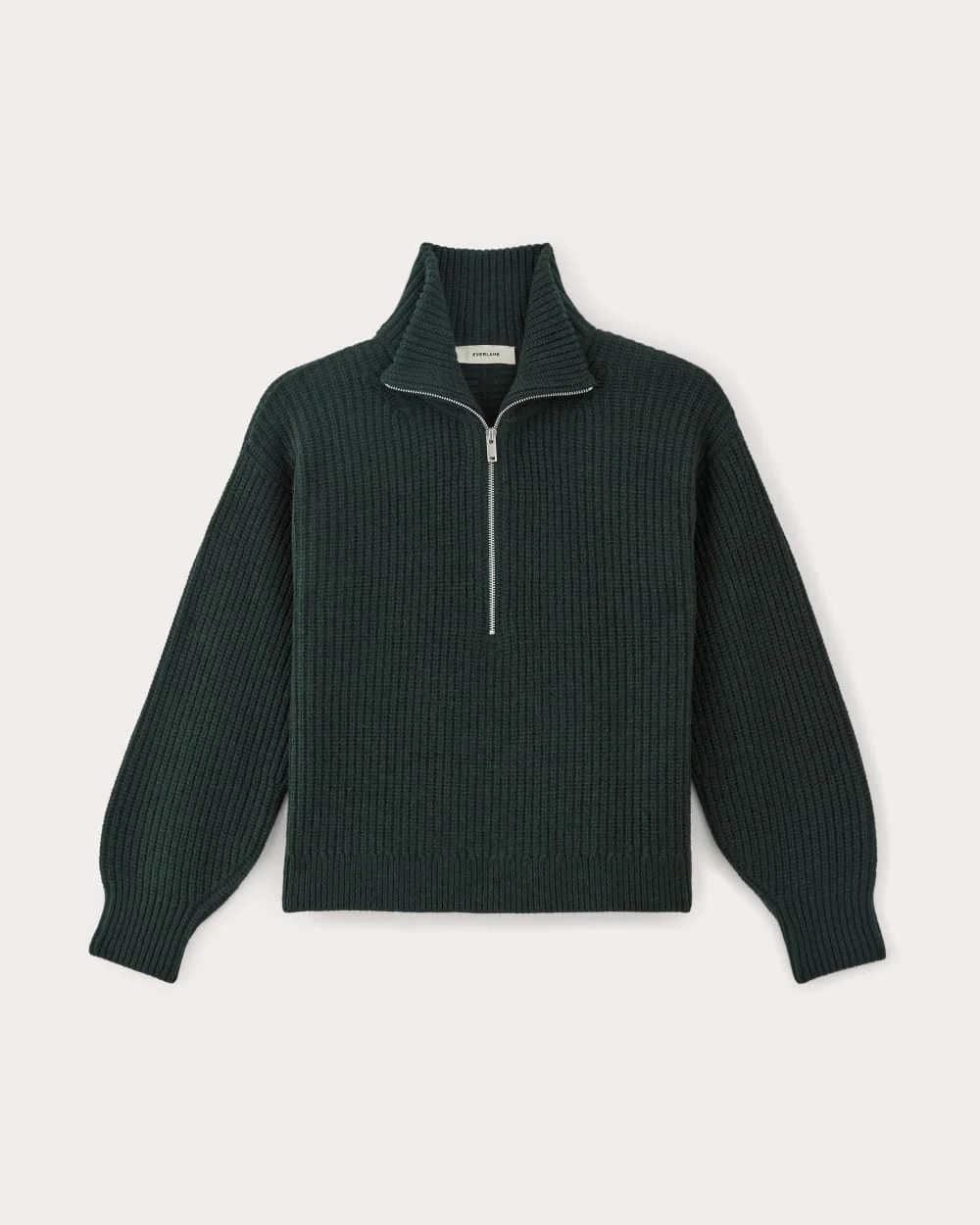 The Half-Zip Sweater in Luxe Merino | Heather Scarab Green (4)