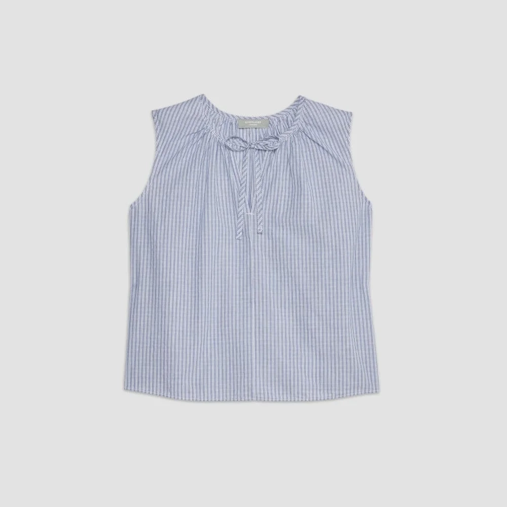 The Gathered Tie-Front Top | Mazarine Blue / Optic White (5)