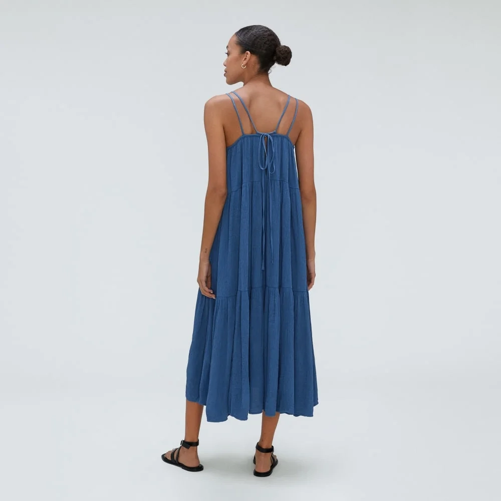 The Naia™ Ripple Tiered Maxi Dress | Deep Blue (4)