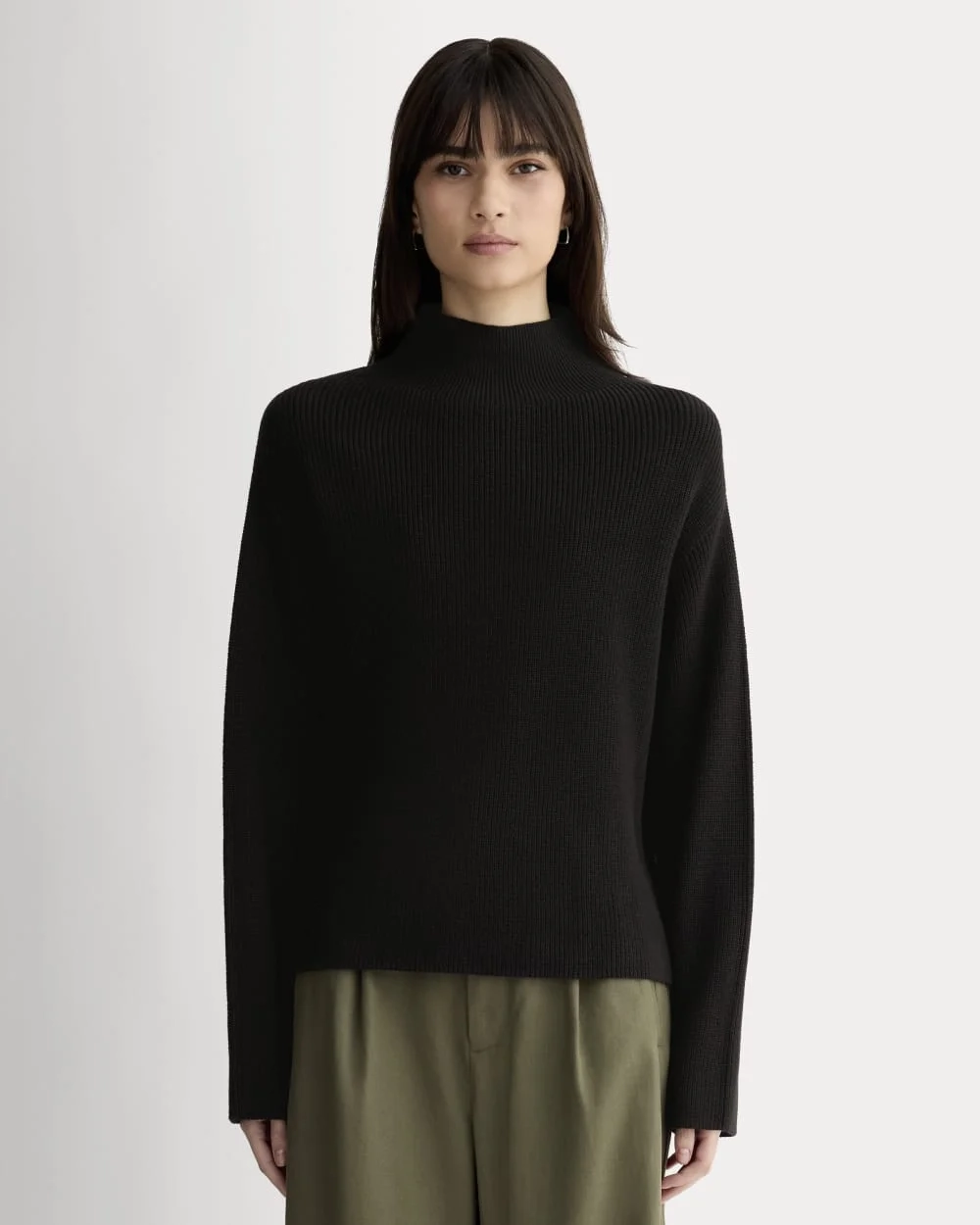 The Slouchy Funnel Neck in Everyday Cotton | Black