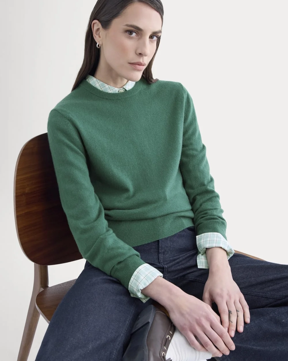 Cashmere Slim Crew Sweater | Hunter Green