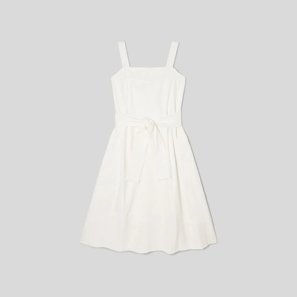 The Organic Cotton Herringbone Dress | Bone (3)