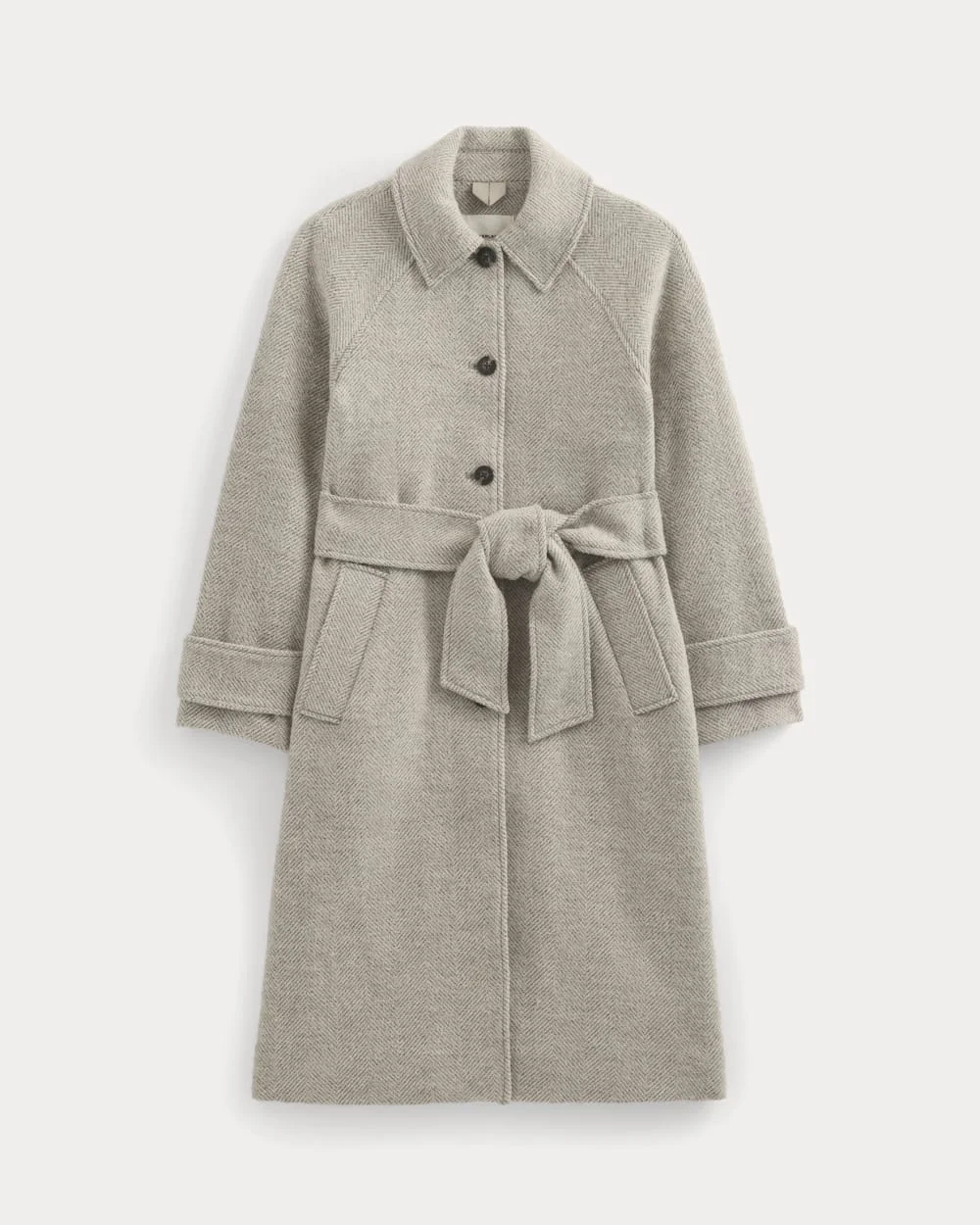 Italian Belted Overcoat | Taupe Herringbone (4)