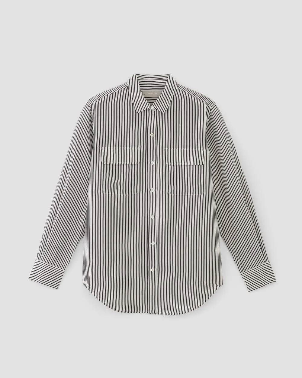 The Utility Shirt in Washable Silk | Black / White (5)
