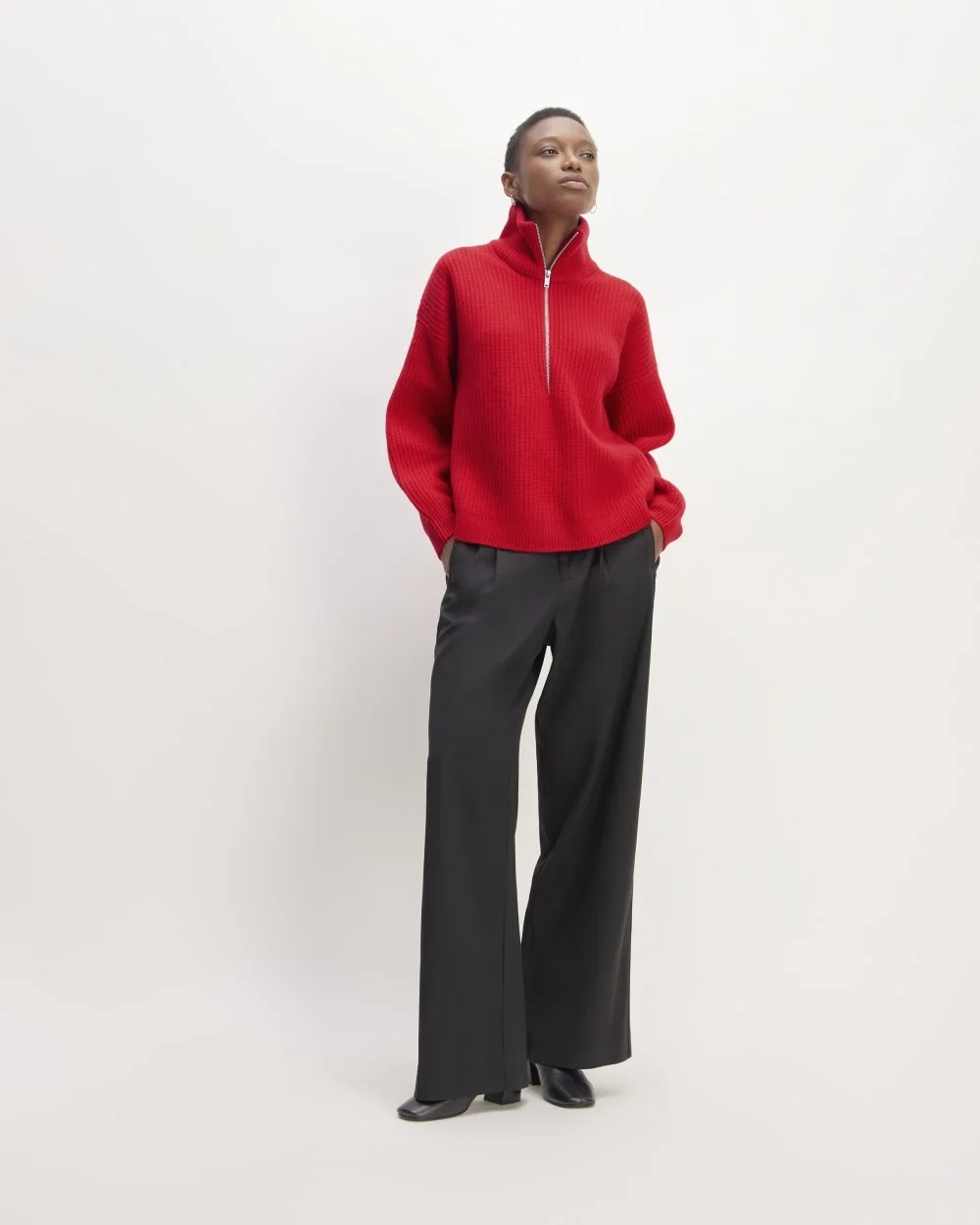 The Half-Zip Sweater in Luxe Merino | Classic Red (3)