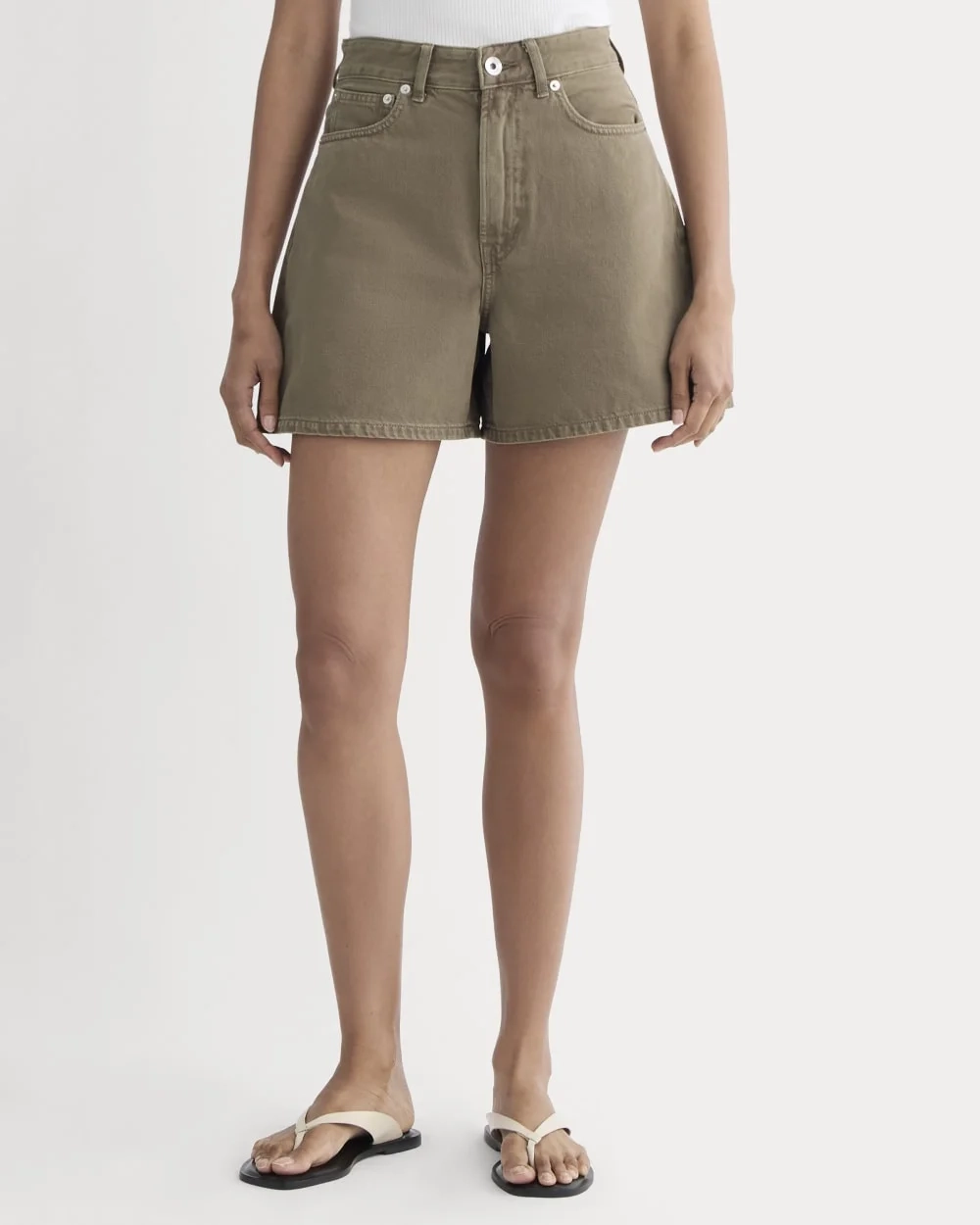 The A-Line Denim Short | Garment-Dyed Chocolate (3)