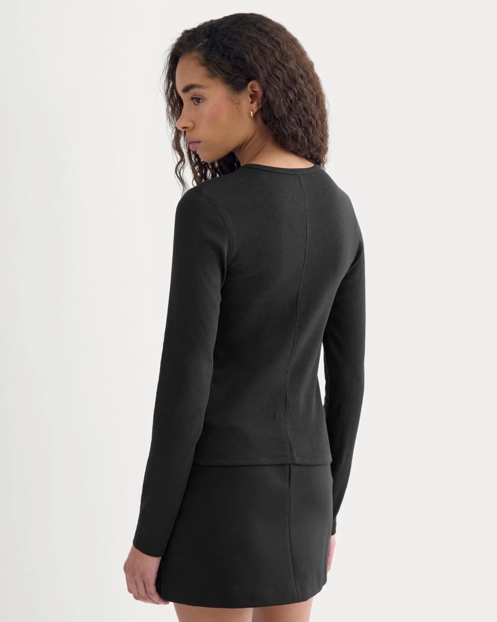 Luxe Rib Button-Up Top | Black (5)