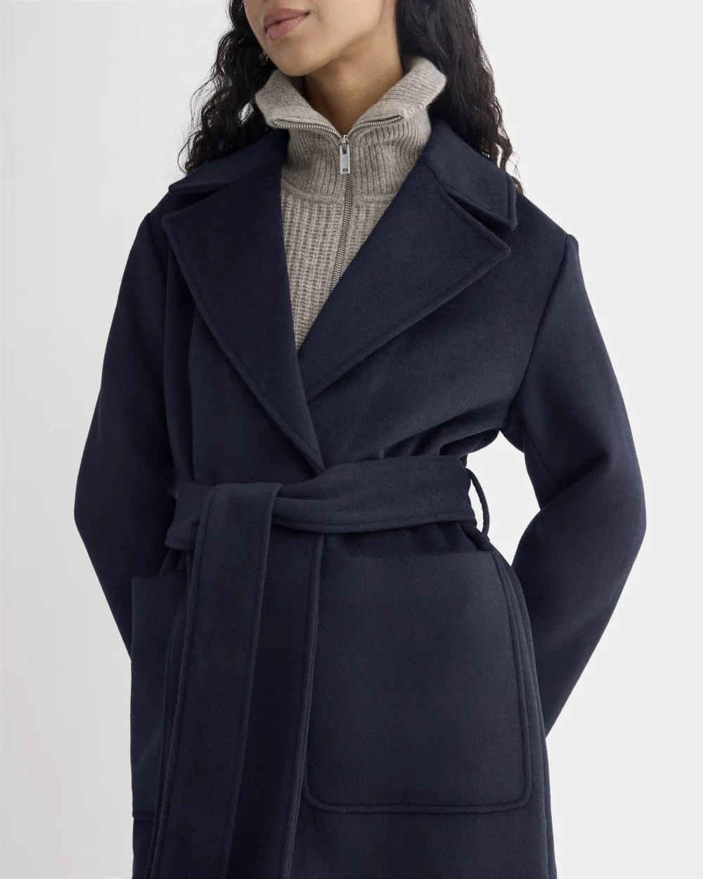 ReWool Belted Blanket Coat | Deep Navy (3)