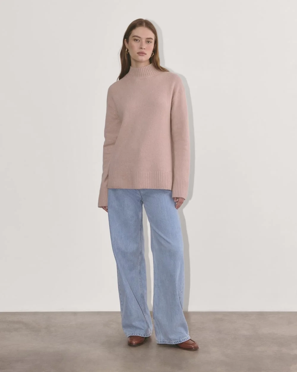 The Mockneck Sweater in Plush Cotton | Dusty Rose (5)