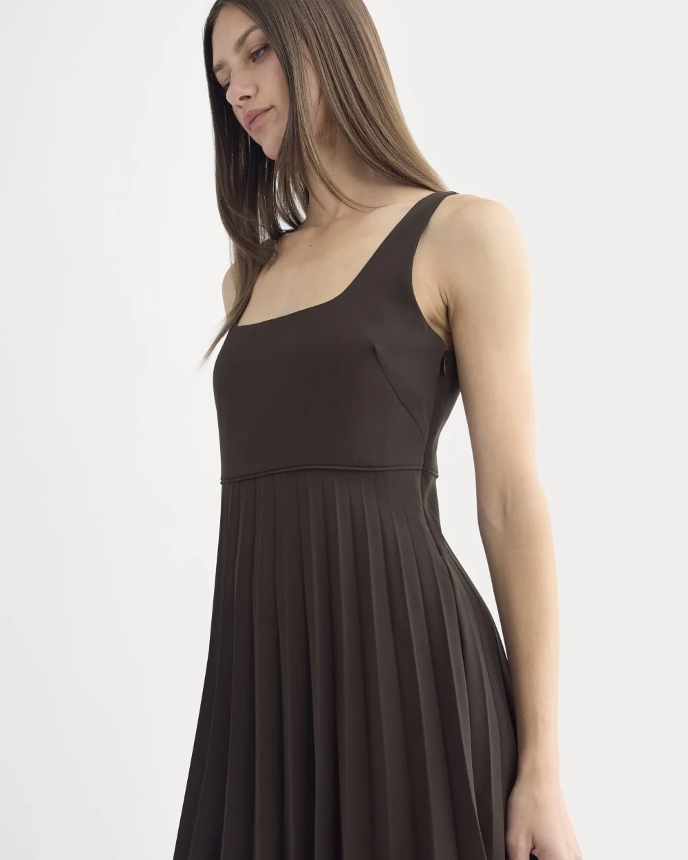 Drapey Crepe Mini Dress | Dark Chocolate (3)