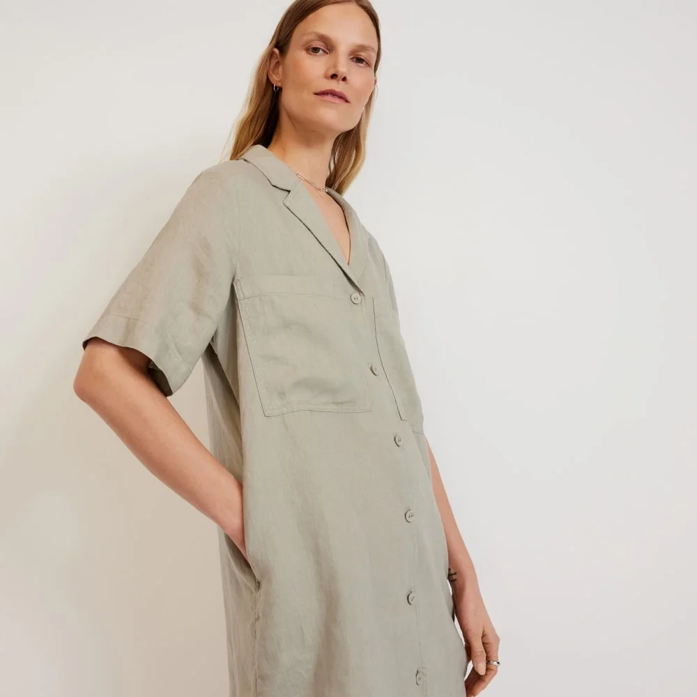 The Linen Workwear Dress | Seagrass (3)