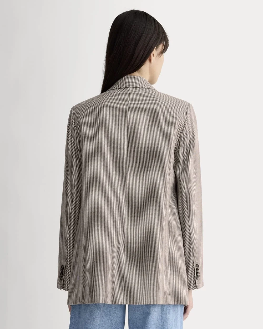 The Oversized Blazer in Buttersmooth | Deep Taupe Mini Gingham (3)
