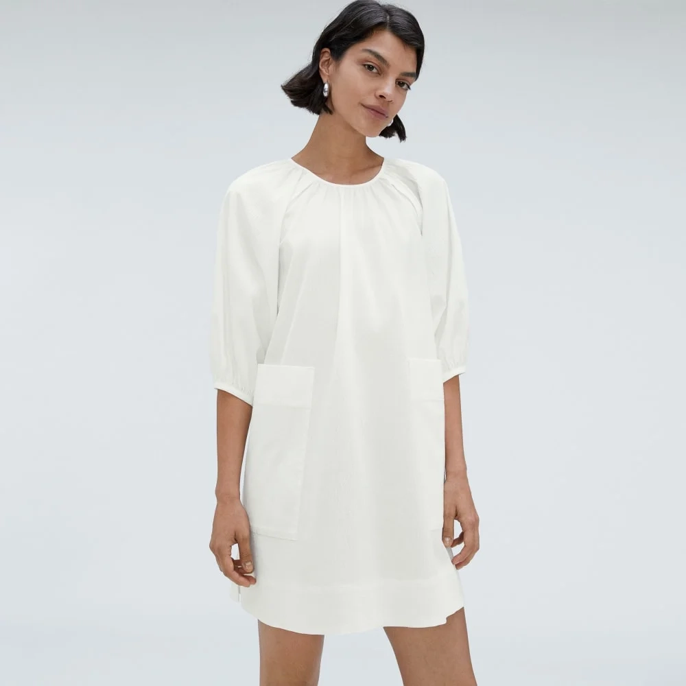 The Seersucker Puff Sleeve Dress | White (4)
