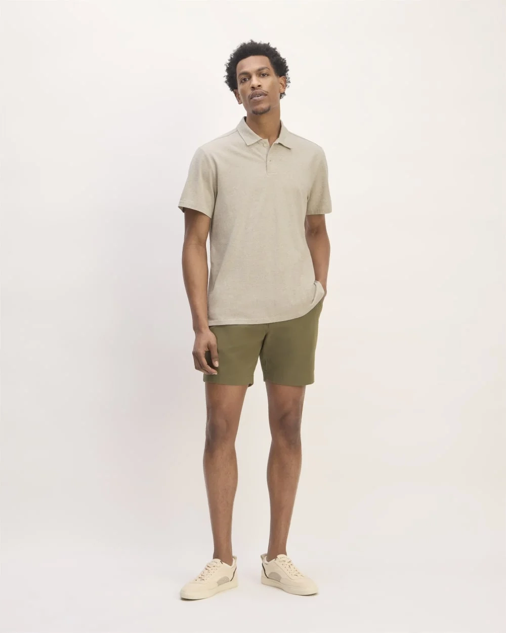 The Premium Weight Short-Sleeve Polo | Heather Oatmeal (3)