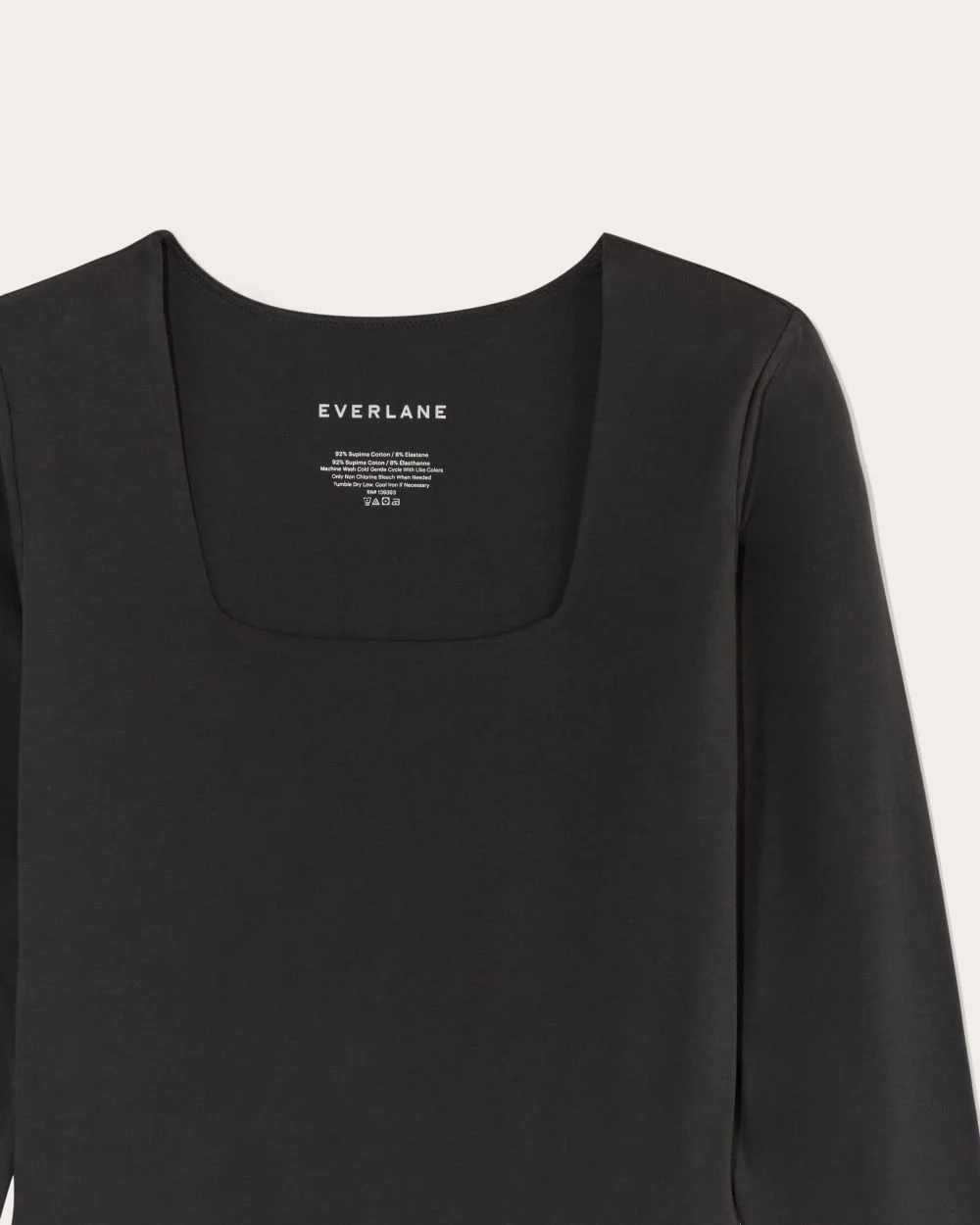The Long-Sleeve Supima® Square-Neck Bodysuit | Black | Thong (3)