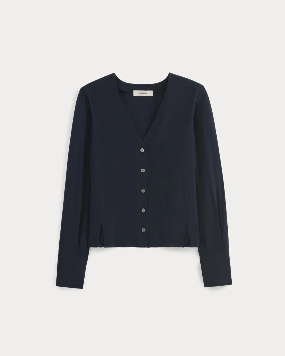 The V-Neck Blouse in Washable Silk | Navy (4)