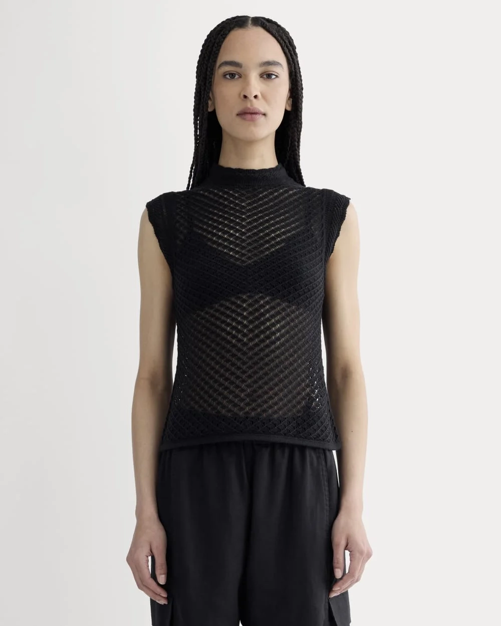 The Lace Knit Tank | Black