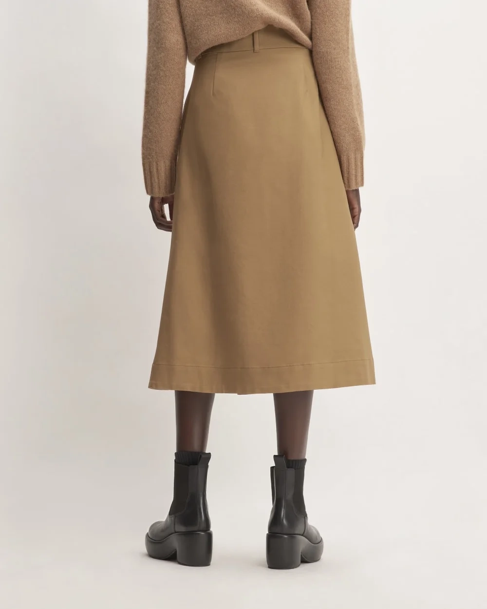 The Structured Cotton A-Line Skirt | Toasted Coconut (3)