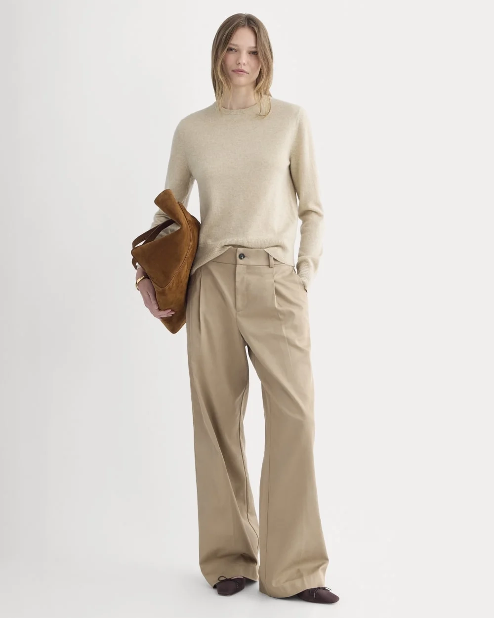 Cashmere Slim Crew Sweater | Heather Light Camel (5)