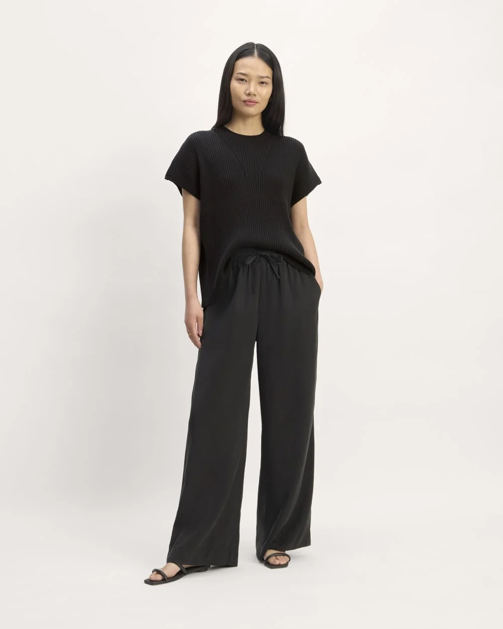 The Cotton Knit Caftan Top | Black (2)