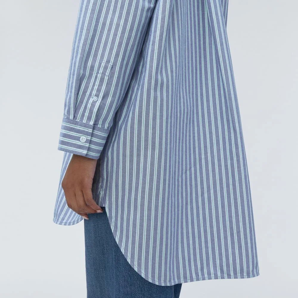 The Way Long Oxford Shirt | Lapis Blue / Bright Jade / Optic White (4)
